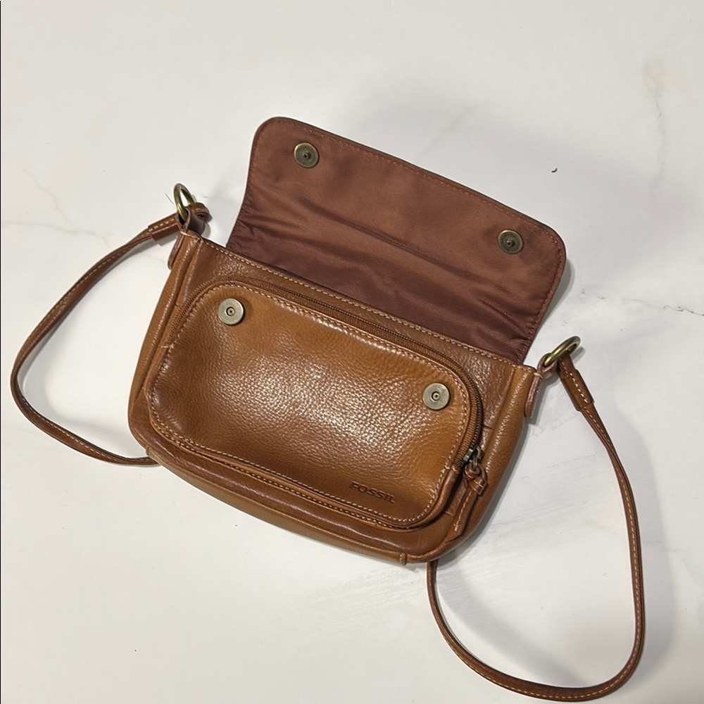 Fossil Brown Leather Crossbody Bag - Picture 3 of 4